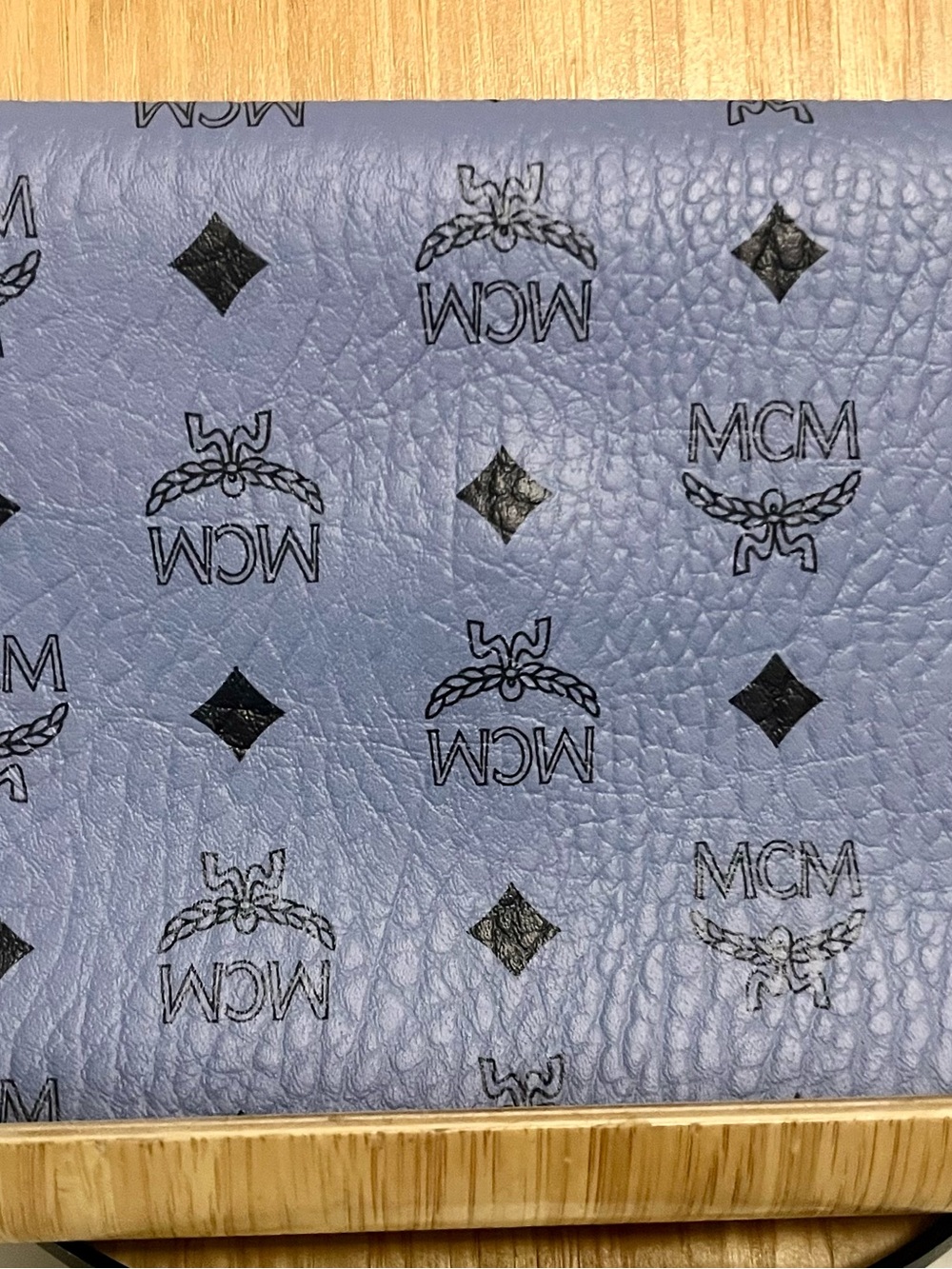 EUC MCM Blue Visetos Envelope Clutch with Box - Picture 3 of 11
